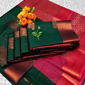 Green and Pink Soft Silk Saree