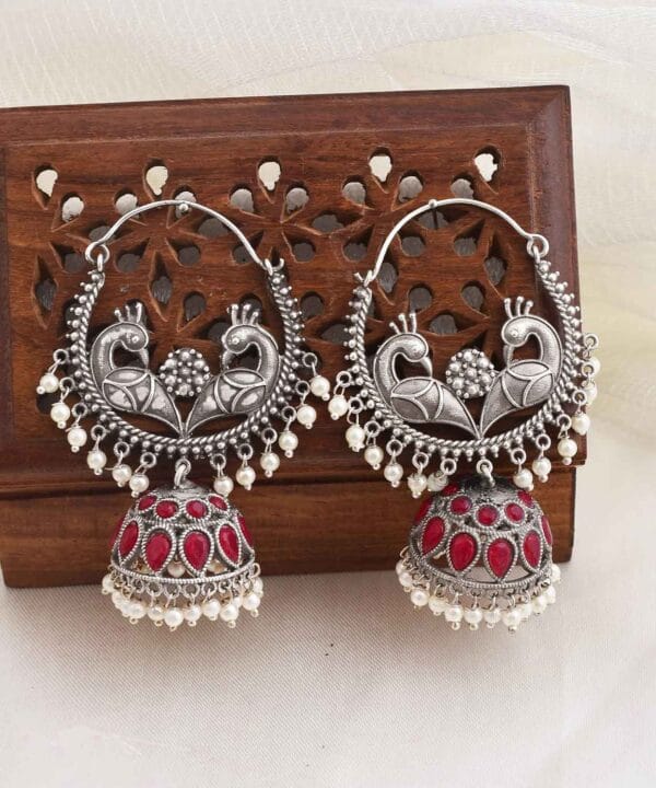 Divya Jhumki Earrings Red