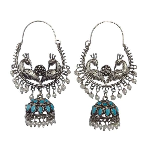 Divya Jhumki Earrings Turquoise - Image 2