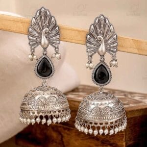 Mayur Jhumka Earrings Black