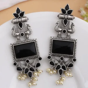 Shubh Long Dangler Earrings Black