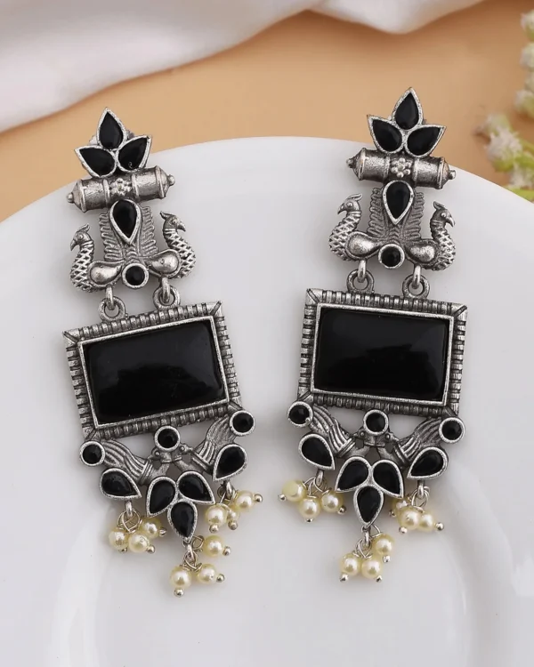Shubh Long Dangler Earrings Black
