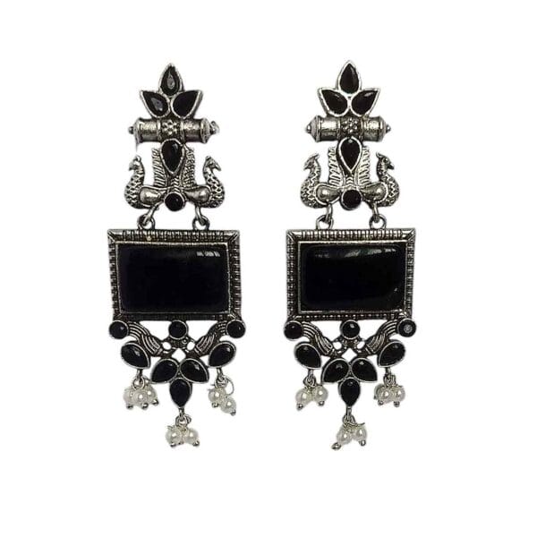 Shubh Long Dangler Earrings Black - Image 2